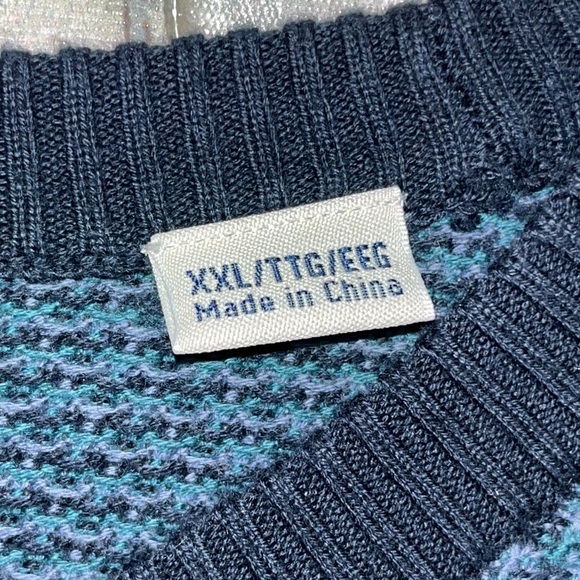 Penguin Munsingwear Multi Blue Pattern Long Sleeve Crew Neck Sweater 2X - Picture 5 of 8